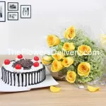 Blossom and Bite-Flowers and cake combo-Cake and flowers delivery- Flower cake combo online-Flower and cake gift-Cake with flowers arrangement- Best flowers and cake combo-Birthday cake and flowers-Online flower and cake shop- Cake and flowers for her-Cake and flowers for him-Wedding cake and flowers- Flower and cake delivery same day-TFD Pakistan-theflowerdelivery.com