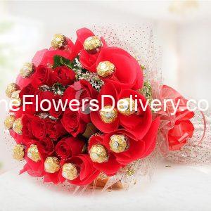 ChocoRose Delight - online flowers & ferrero bouquet