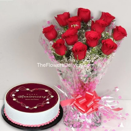 Anniversary Flowers & Cake Karachi - TheFlowersDelivery.com