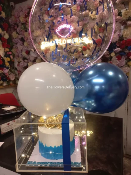 Acrylic Box Cake Delivery Karachi - TheFlowersDelivery.com