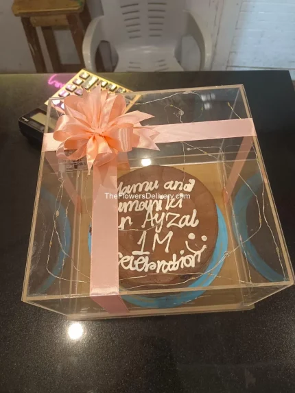 Acrylic Box cake Lahore - TheFlowersDelivery.com
