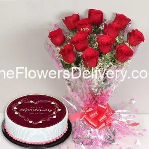 Anniversary Flowers & Cake Karachi - TheFlowersDelivery.com