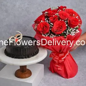 Cake and Bouquet - TheFlowersDelivery.com