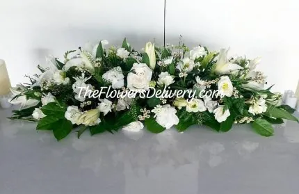 White Funeral Flowers Lahore - TheFlowersDelivery.com