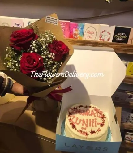 Cake and Flowers for Her Faisalabad - TheFlowersDelivery.com