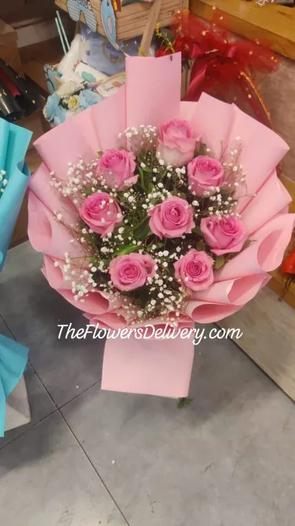 Pink Rose Flowers Bouquet Lahore - TheFlowersDelivery.com
