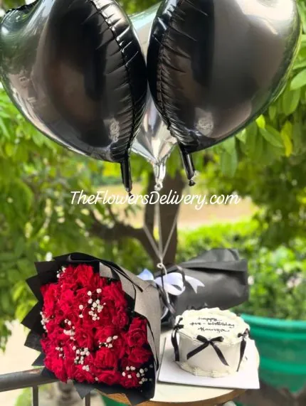 Cake and Flowers for him Lahore - TheFlowersDelivery.com