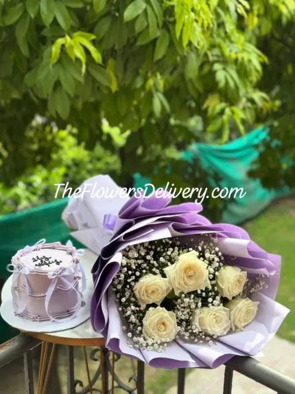 Flowers and Cake Combo Lahore - TheFlowersDelivery.com
