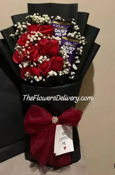 Dairy Milk with Roses Karachi - TheFlowersDelivery.com