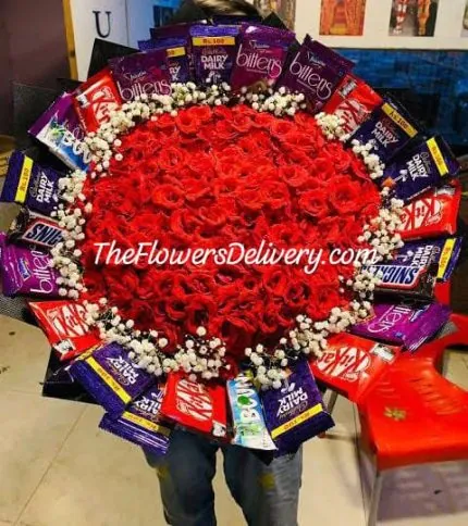 Chocolate Surprise Bouquet Lahore - TheFlowersDelivery.com