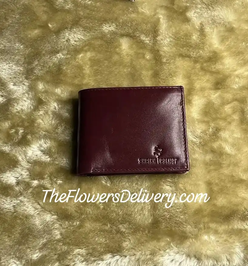 Maroon Leather Wallet for Men Lahore - TheFlowersDelivery.com