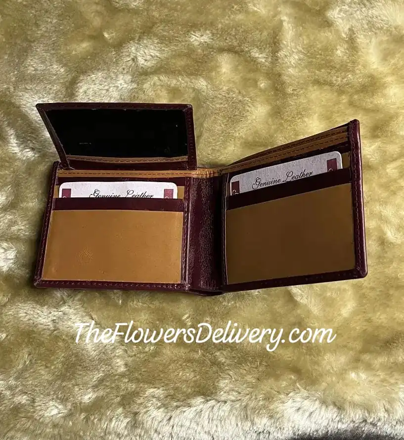 Maroon Leather Wallet for Men Lahore - TheFlowersDelivery.com