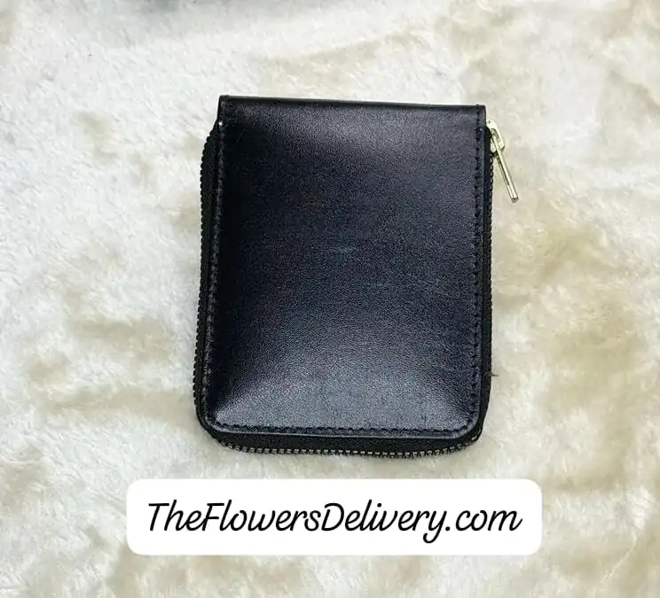 Black Leather Zipper Wallet Pakistan - TheFlowersDelivery.com