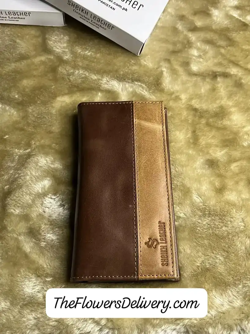 Brown Leather long Wallet Men Pakistan - TheFlowersDelivery.com